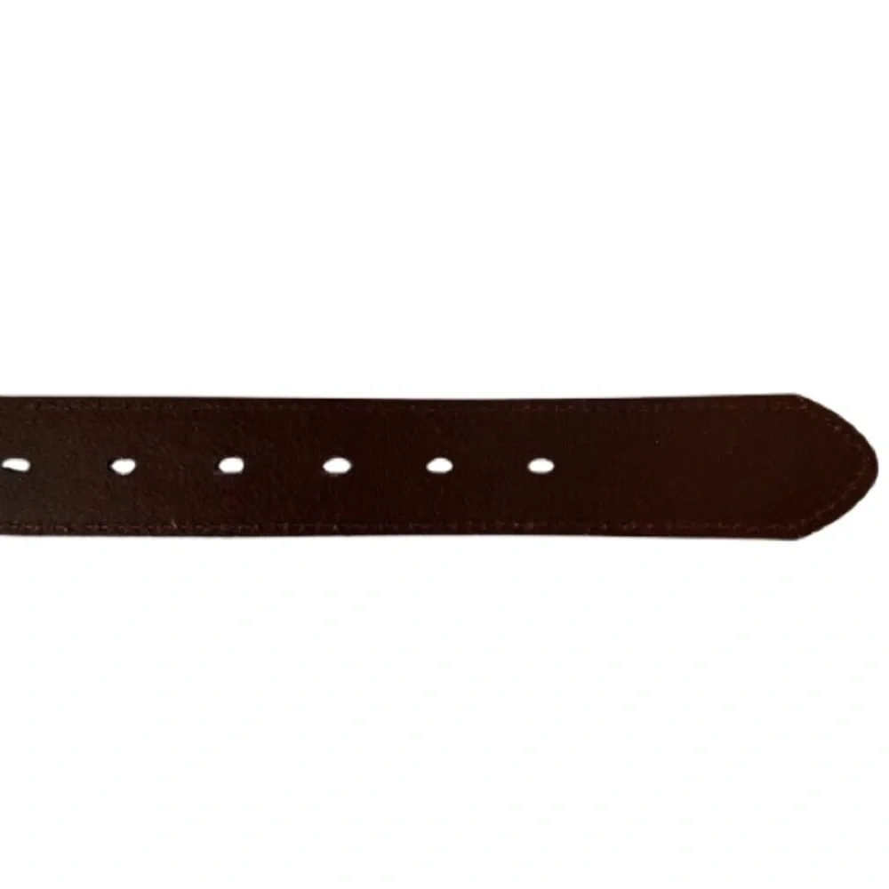 Nautica Men's Brown Leather Belt Size 44 Silver Buckle Classic Business Casual